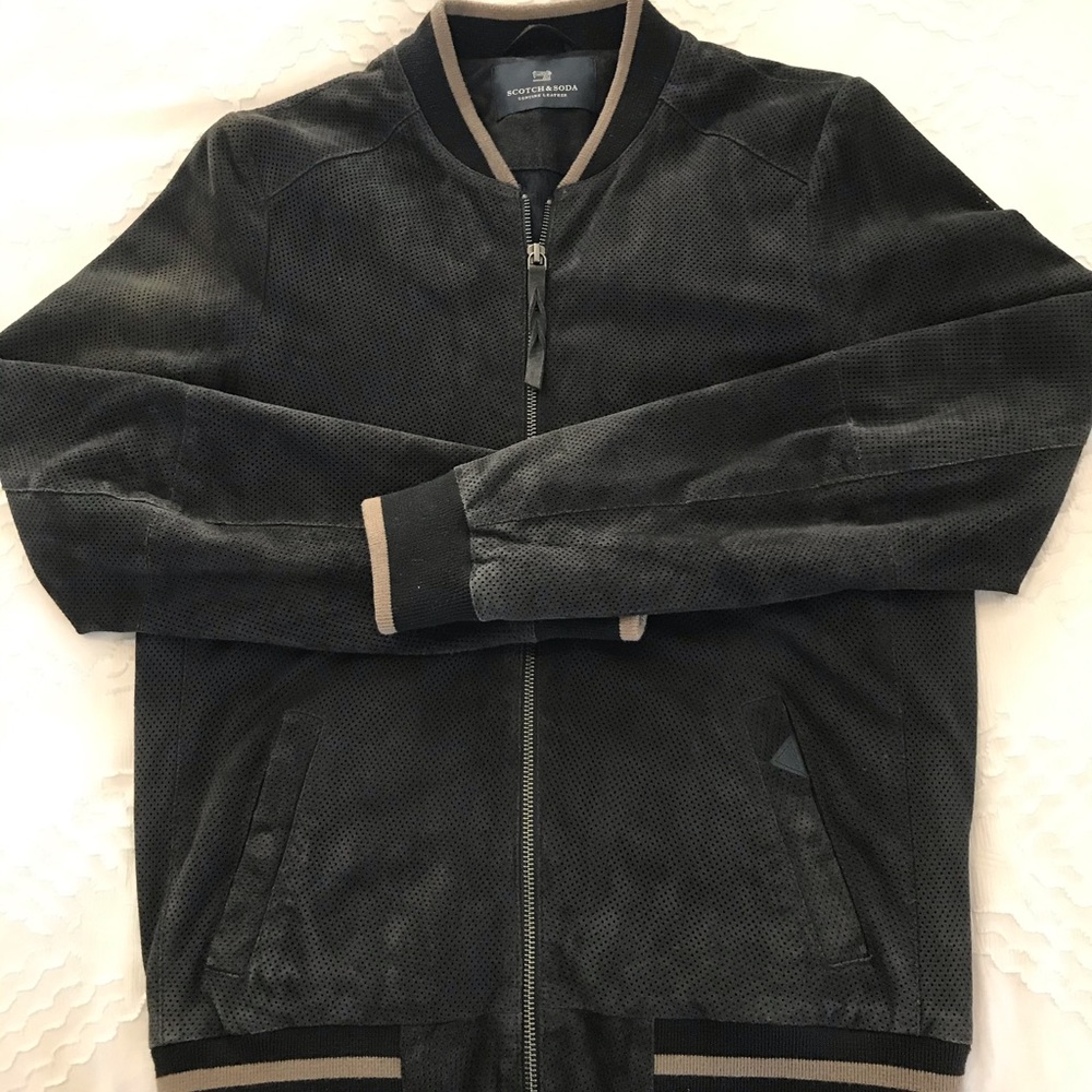Scotch & Soda Perforated Goat Suede Bomber Jacket